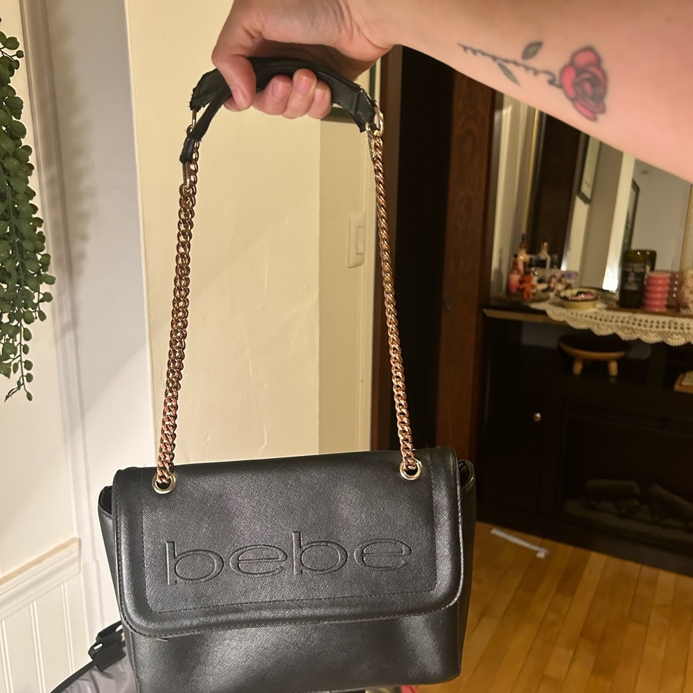 Bebe black chain purse